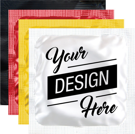 Custom Print Condoms are fully customized digital printed with your desired message on your choice of condom. These condoms custom designed are available in a variety of foil and condom colors. Custom Print Condoms are fully customized digital printed with your desired message on your choice of condom. These condoms custom designed are available in a variety of foil and condom colors.