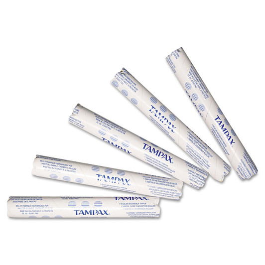 Tampons  Tampax regular in bulk, Individually wrapped, cardboard applicator.