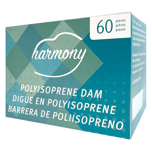 Harmony Non Latex Polyisoprene Dams individually wrapped in 60 count bulk box