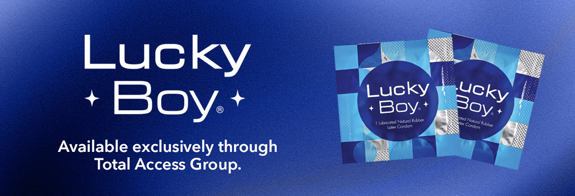 Lucky Boy lubricated condoms exclusively at Total Access Group