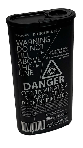 FITPACK Disposa Safe 250ml w/Divider BLACK Sharps Container