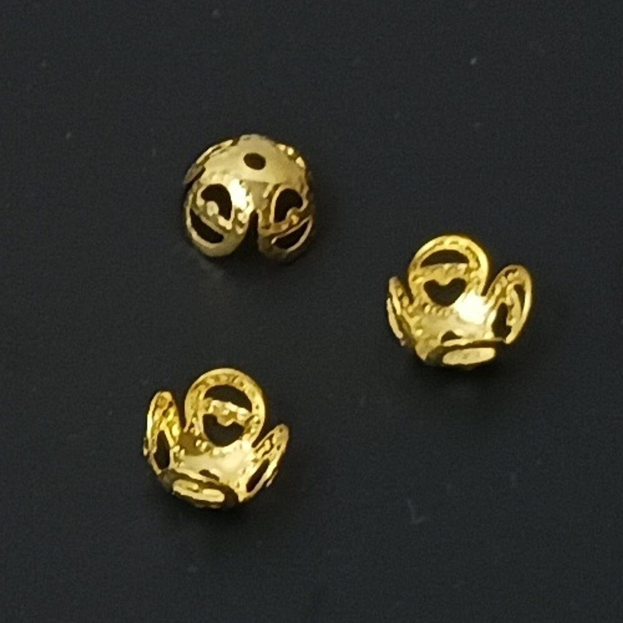 50 Gold-Plated 5x8mm 4-Petal Bead Caps