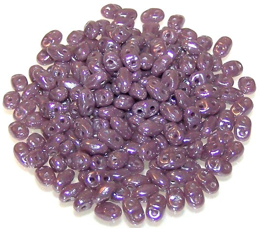 Grams of MiniDuo Czech Glass Beads Opaque Light Amethyst Luster