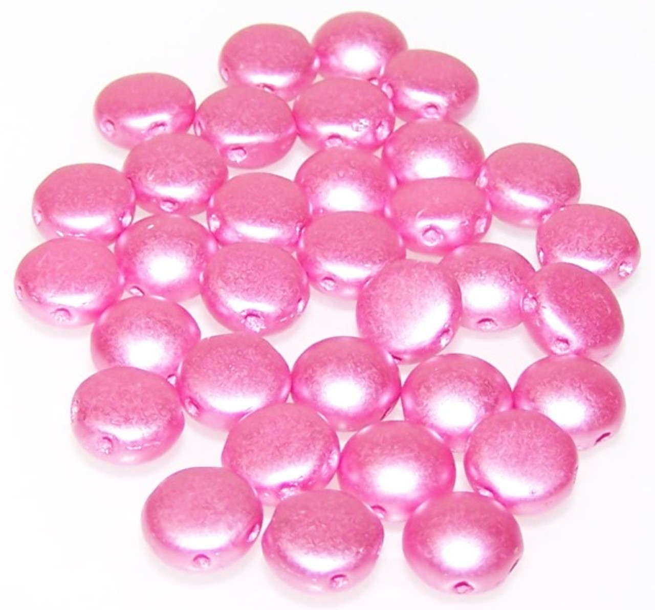 25 Candy 2 Hole 8mm Czech Glass Beads - Pastel Pink