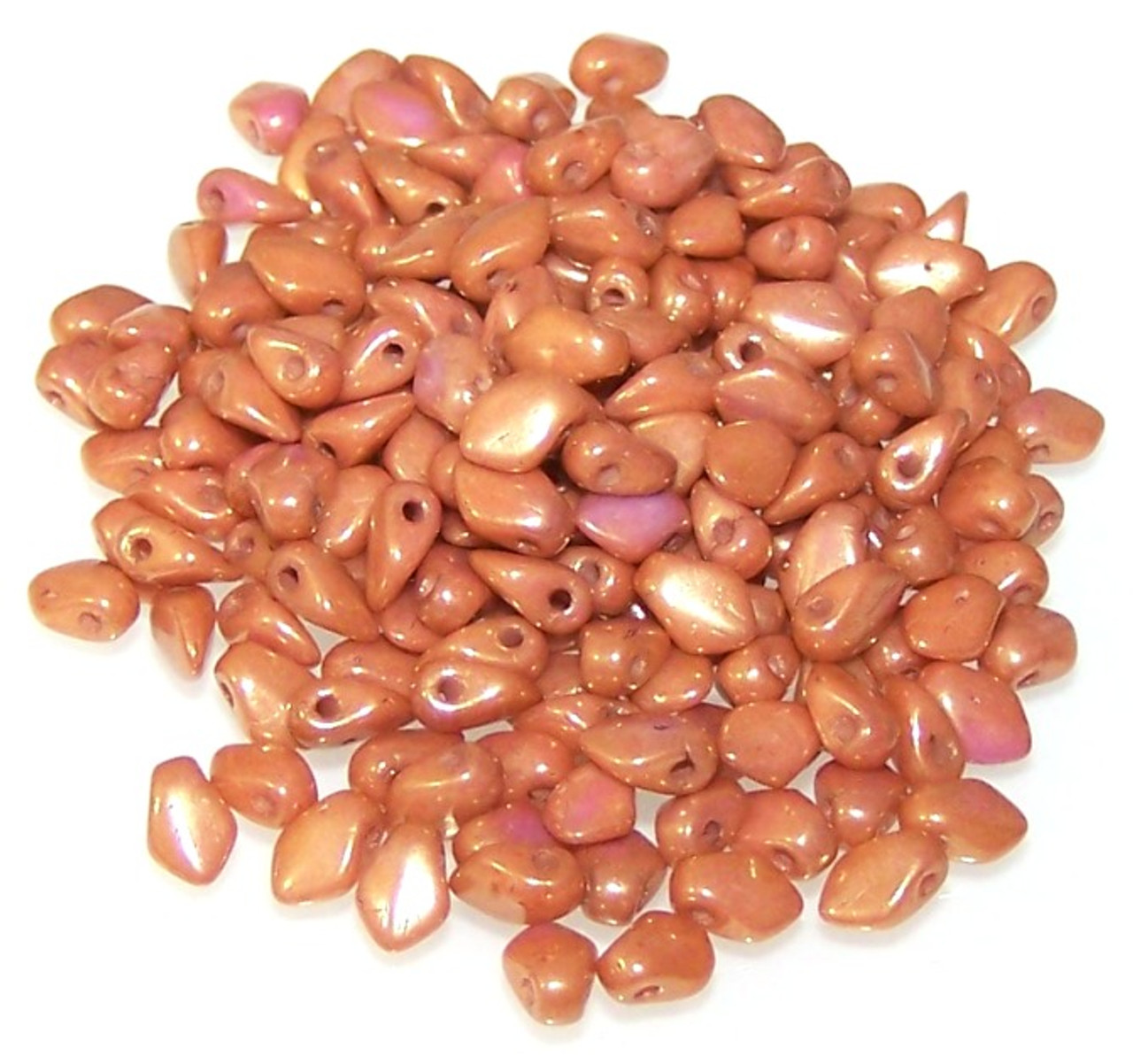 5 Grams of 3x5mm Czech Glass Gekko Beads Chalk White Gold Luster