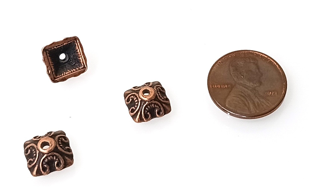 25 Antique Copper 5x10mm Square Bead Caps - Main Image