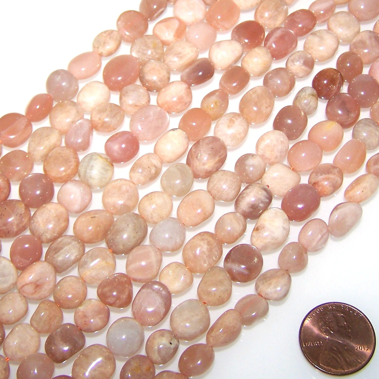 1 Strand of Pink Moonstone 7x10mm Irregular Nugget Semiprecious ...