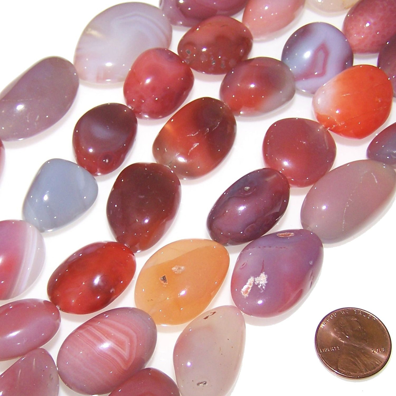 1 Strand of Semiprecious Gemstone Large Nugget Beads - Rose