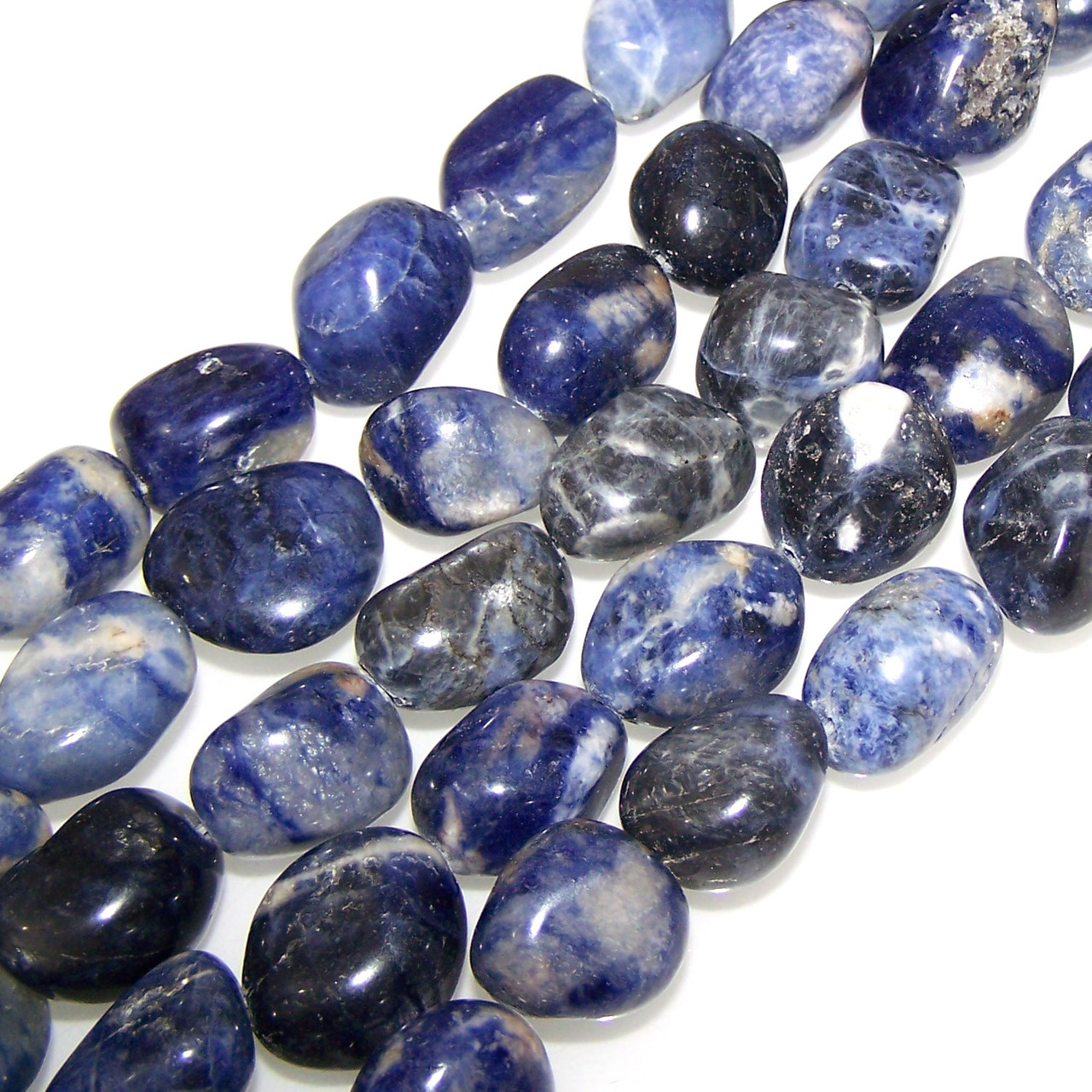 1 Strand Of Semiprecious Gemstone Large Nugget Beads Sodalite