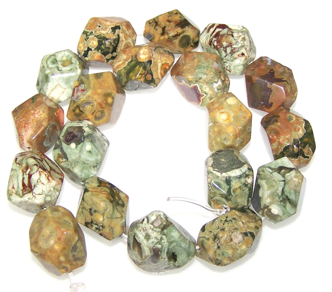 1 Strand Of Semiprecious Gemstone Large Nugget Beads Faceted Rhyolite