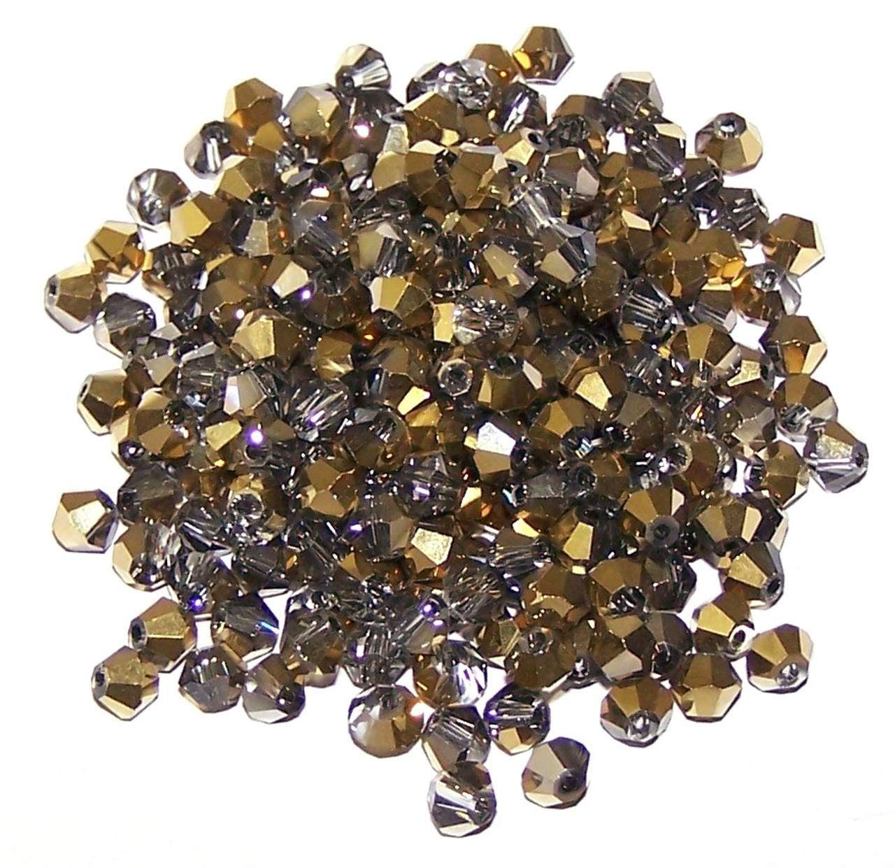 50 Full Metallic Gold 4mm Glass Crystal Bicones-CRYSTAL-BICO