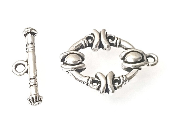 10 Antique Silver 22mm Ornate Toggle Clasps