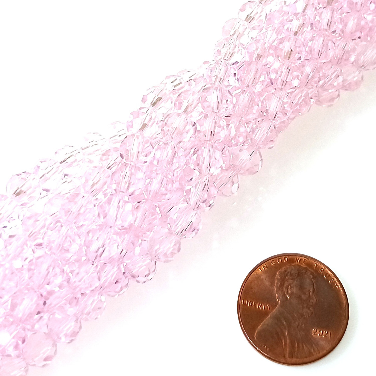 Pink Glass Rods 1 Strand of 6mm Glass Crystal Rounds - Pink