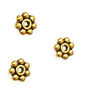 Antique Gold-Plated 2x7mm Beaded Rondelles Antique Gold-Plated 2x7mm Beaded Rondelles