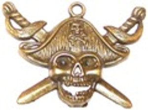 CLOSEOUT - 5 Antique Bronze 34x45mm Pirate with Swords Pendants CLOSEOUT - 5 Antique Bronze 34x45mm Pirate with Swords Pendants