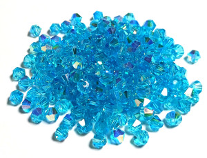 Aqua AB 4mm Glass Crystal Bicones