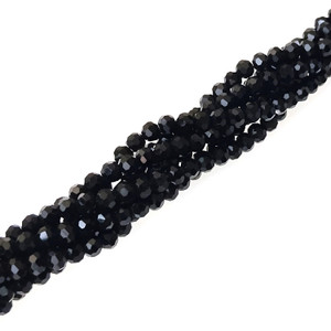 4mm Glass Crystal Rounds - Black