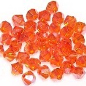 Red Topaz AB 6mm Glass Crystal Bicones Red Topaz AB 6mm Glass Crystal Bicones
