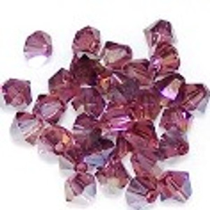 Amethyst AB 6mm Glass Crystal Bicones Amethyst AB 6mm Glass Crystal Bicones