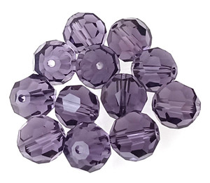 10mm Glass Crystal Rounds - Plum