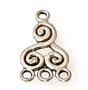 Antique Silver-Plated 12x21mm Spiral 3-Loop Connectors