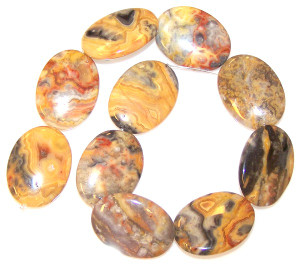 Crazy Lace Agate 30x40mm Puff Oval Semiprecious Gemstone Beads