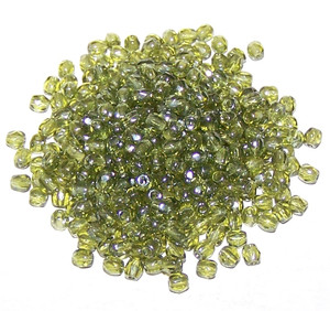 4 Dozen Czech 3mm Fire-Polished Glass Beads - Olivine Shimmer
