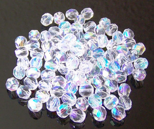 4 Dozen Czech 3mm Fire-Polished Glass Beads - Crystal AB 4 Dozen Czech 3mm Fire-Polished Glass Beads - Crystal AB