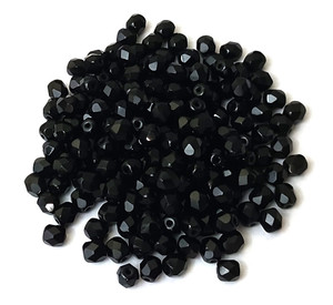 4 Dozen Czech 3mm Fire-Polished Glass Beads - Jet 4 Dozen Czech 3mm Fire-Polished Glass Beads - Jet