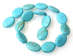 Turquoise Colored Howlite 18x25mm Puff Oval Semiprecious Gemstone Beads Turquoise Colored Howlite 18x25mm Puff Oval Semiprecious Gemstone Beads