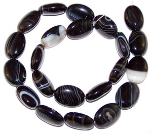 Black Striped Agate 13x18mm Puff Oval Semiprecious Gemstone Beads Black Striped Agate 13x18mm Puff Oval Semiprecious Gemstone Beads