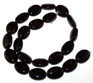 Black Onyx 13x18mm Puff Oval Semiprecious Gemstone Beads