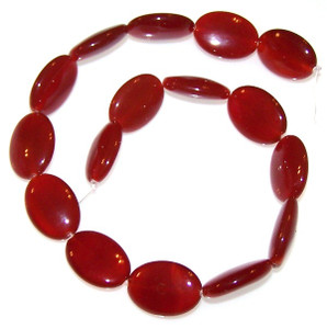 Red Carnelian 18x25mm Puff Oval Semiprecious Gemstone Beads