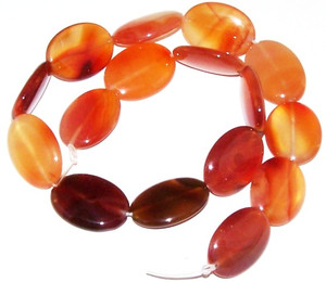 Natural Carnelian 18x25mm Puff Oval Semiprecious Gemstone Beads