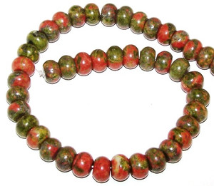 Unakite 12x8mm Puff Rondelle Semiprecious Gemstone Beads Unakite 12x8mm Puff Rondelle Semiprecious Gemstone Beads