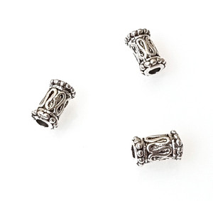 Antique Silver-Plated 9x5mm Decorative Tube Metal Beads Antique Silver-Plated 9x5mm Decorative Tube Metal Beads