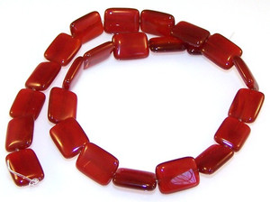12x16mm Puff Rectangle Semiprecious Gemstone Beads - Red Carnelian