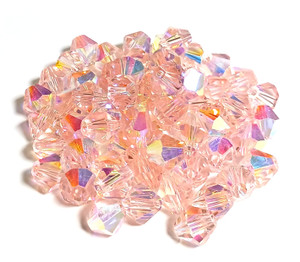 Pink AB 8mm Glass Crystal Bicones Pink AB 8mm Glass Crystal Bicones