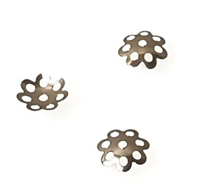 100 - 2x8mm Gunmetal Thin Flower Bead Caps 100 - 2x8mm Gunmetal Thin Flower Bead Caps