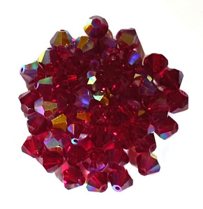 Ruby Red AB 8mm Glass Crystal Bicones Ruby Red AB 8mm Glass Crystal Bicones