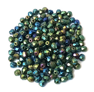 4 Dozen Czech 4mm Fire-Polished - Green Iris 4 Dozen Czech 4mm Fire-Polished - Green Iris
