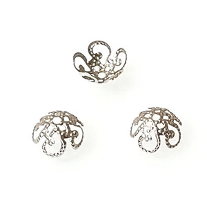 100 Antique Silver-Plated 4x10mm Curly 5-Leaf Bead Caps 100 Antique Silver-Plated 4x10mm Curly 5-Leaf Bead Caps