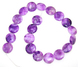 Purple Crazy Lace Agate 20mm Puff Coin Semiprecious Gemstone Beads