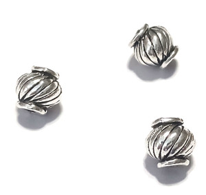 Antique Silver-Plated 7mm Fluted Spiral Metal Beads Antique Silver-Plated 7mm Fluted Spiral Metal Beads