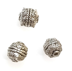 Antique Silver-Plated 9x11mm Spiked Round Metal Beads