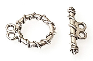 Antique Silver-Plated 15mm 2-Strand Twisted Toggle Clasps