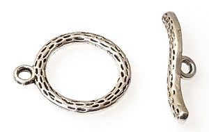 Antique Silver-Plated 18mm Lines Toggle Clasps Antique Silver-Plated 18mm Lines Toggle Clasps