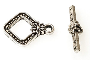 Antique Silver-Plated 14mm Square Toggle Clasps Antique Silver-Plated 14mm Square Toggle Clasps