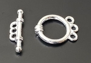 Silver-Plated 3-Strand Smooth Toggle Clasps Silver-Plated 3-Strand Smooth Toggle Clasps