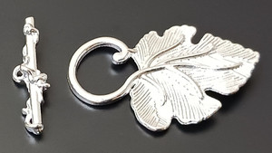 Silver-Plated 37x22mm Grape Leaf & Grapes Toggle Clasp Silver-Plated 37x22mm Grape Leaf & Grapes Toggle Clasp
